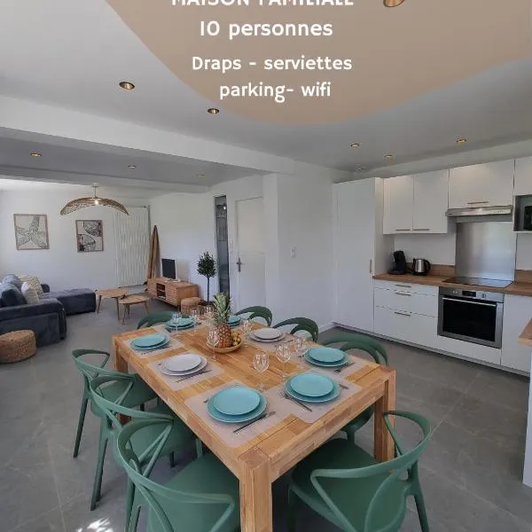 Maison familiale - 10pers - 3 étoiles - lumineuse et cosy - draps et serviettes inclus - parking - La Torche 9 min – hotel w mieście Saint-Jean-Trolimon