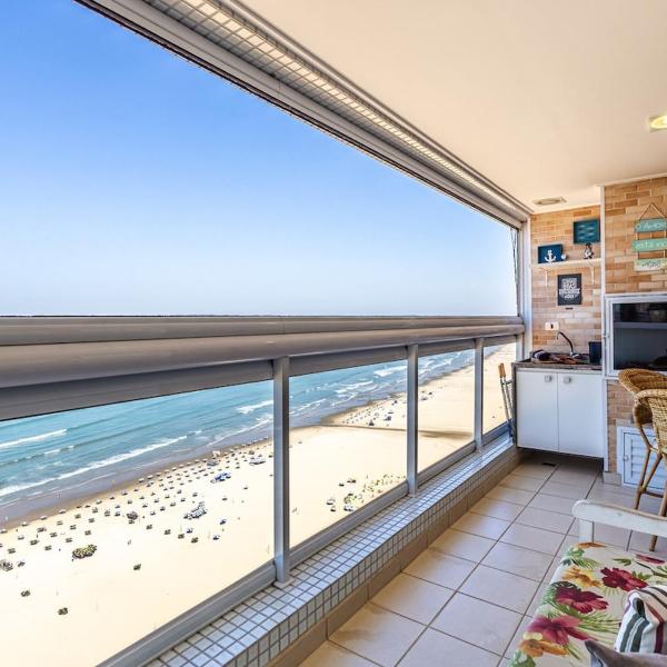 Vista cinematográfica 24º andar, frente total mar na Guilhermina, 2 quartos, condomínio com lazer total, enxoval, ar condicionado, churrasqueira, Wi-fi, Netflix, piscinas, saunas, academia, 2 vagas e portaria 24 horas, 15 Off no App - Foto 5