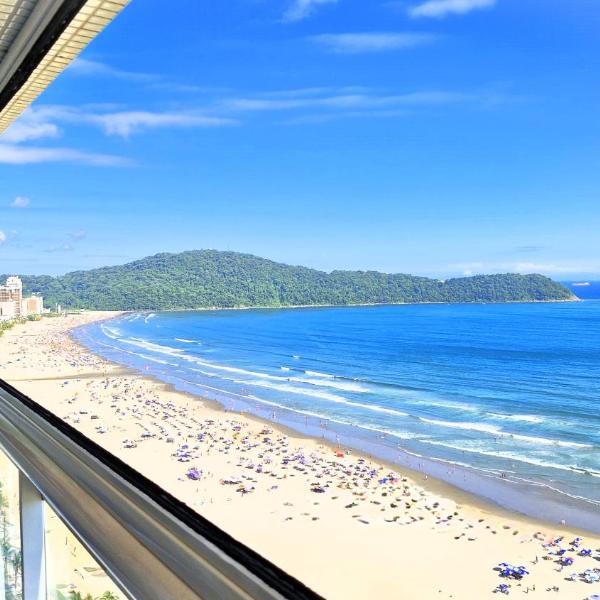Vista cinematográfica 24º andar, frente total mar na Guilhermina, 2 quartos, condomínio com lazer total, enxoval, ar condicionado, churrasqueira, Wi-fi, Netflix, piscinas, saunas, academia, 2 vagas e portaria 24 horas, 15 Off no App - Foto 3