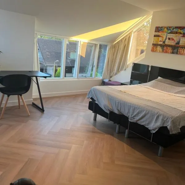 Ruime slaap kamer met werkplek en privé badkamer bij Jacqueline, hotel v destinaci Leeuwarden