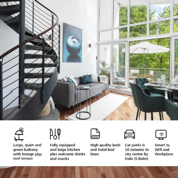 Blueberry Living - Design Loft nahe München - Dachterrasse - S-Bahn, hotel v destinaci Gauting