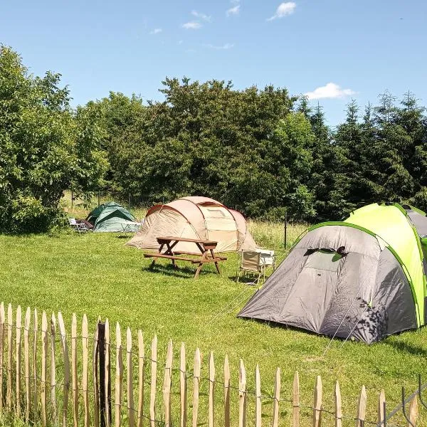 CAMPING, zabierz WŁASNY NAMIOT Kameralne pole namiotowe z basenem kinem plenerowym miejscem na ognisko i placem zabaw żywe zwierzęta agroturystyka, hótel í Giebułtów