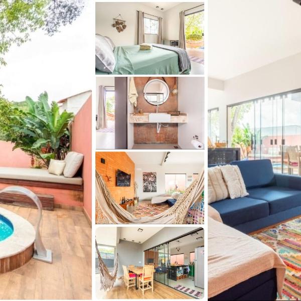 Casa com piscina, vista das montanhas, terraço, quintal