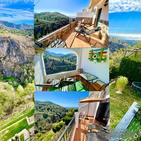 Apartamentos Axarquia , Frigiliana, terraza privada con vistas a la montaña rio y al mar, hotell sihtkohas Frigiliana