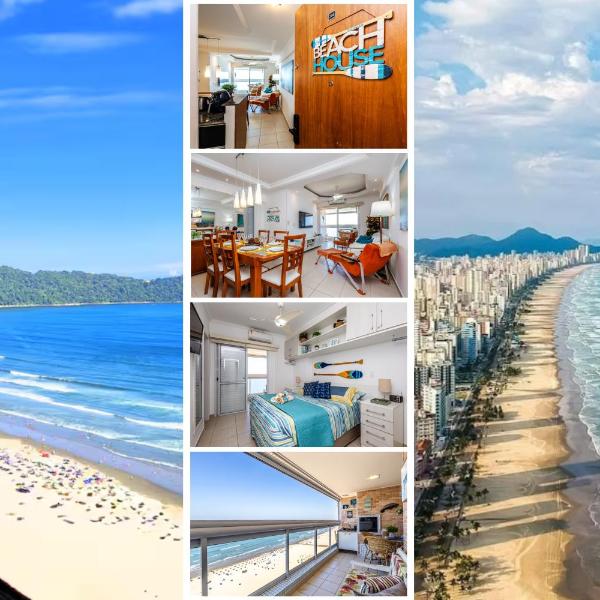 Vista cinematográfica 24º andar, frente total mar na Guilhermina, 2 quartos, condomínio com lazer total, enxoval, ar condicionado, churrasqueira, Wi-fi, Netflix, piscinas, saunas, academia, 2 vagas e portaria 24 horas, 15 Off no App