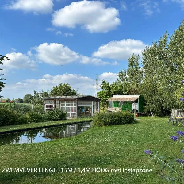 Tiny house at the ecological swimming pool, hotel in Deerlijk