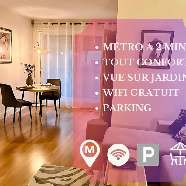 L'écrin du 12- Studio élégant sur jardin avec parking, hotel in Paris