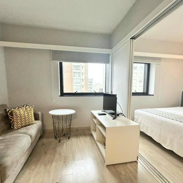Flat Privado Jardins- cama king lava e seca