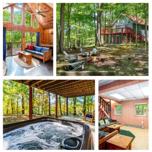 Hot Tub, Large Deck, WiFi, Fire Pit at Chalet Cabin, hotel in Morton Grove