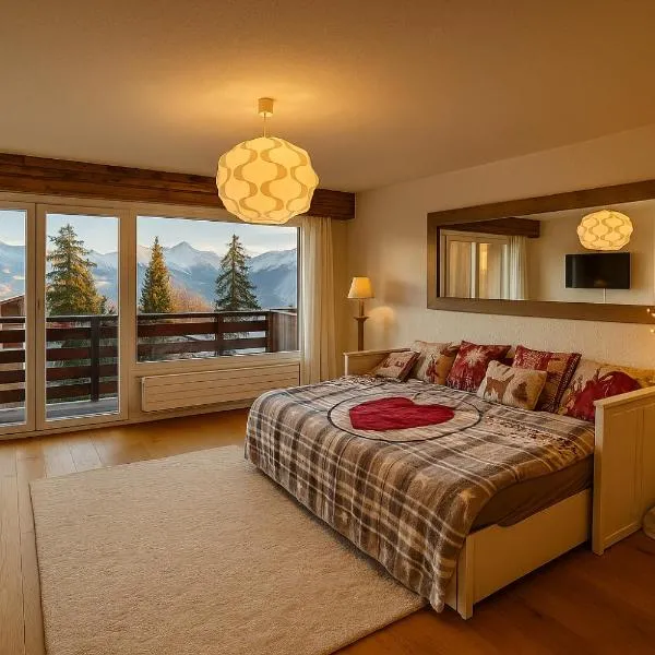 Studio cosy au calme avec terrasse vue sur Alpes, hotel a Crans-Montana