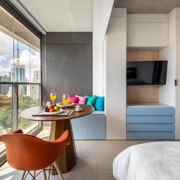 BHaus Paraíso On Paulista - Studio Premium com Vista Incrível 13o andar - Cama Queen - ao lado do Metrô Paraíso - Estacionamento pago no prédio - Academia - Lavanderia Omo - Coworking - Mini Mercado - op13 - Foto 5