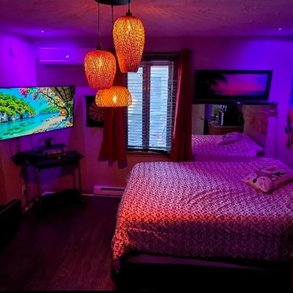 Petit loft avec jacuzzi et terrase exotique privé, hotel in Granby