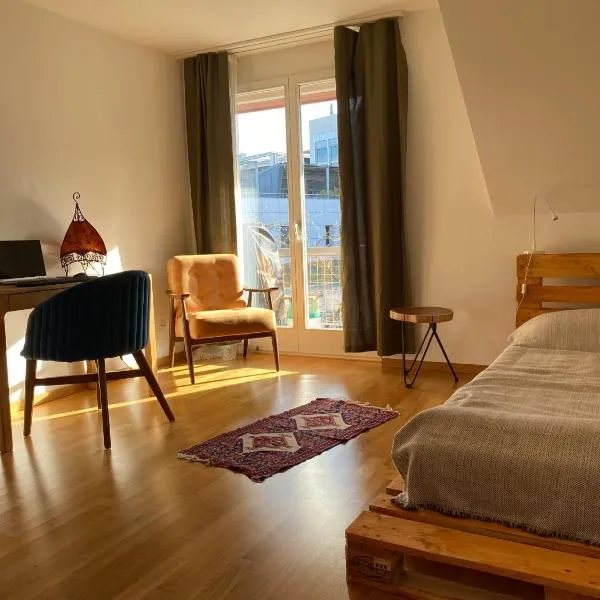 Stylish Room and private bathroom in lakefront apartment, hotel in Zug