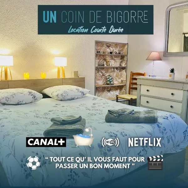 Logements Un Coin de Bigorre - T2 de campagne - Canal plus & Netflix - Wifi fibre - Centre village, hotel em Tournay
