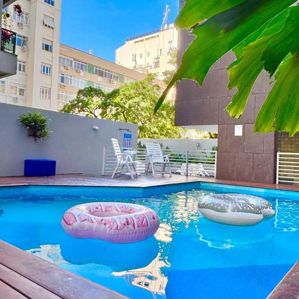 Flat at Arpoador with balcony parking and pool