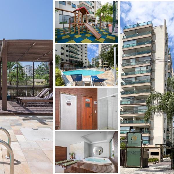 TOP BARRA OLÍMPICO! FARMASI ARENA - PARQUE AQUÁTICO MARIA LENK - ARENAS OLÍMPICAS - RIO CENTRO - GARAGEM - PORTARIA 24h - PISCINA - SAUNA - PARQUINHO INFANTIL - AR CONDICIONADO SALA E QUARTOS - TV com STREAMING, Wi-Fi