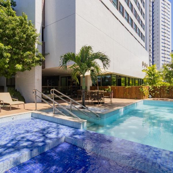 Apartamento com VISTA maravilhosa no bairro do Pina! Cozinha completa, Wi-Fi, Ar Condicionado e máquina de lavar - Condomínio com Estacionamento, Recepção 24h, Piscina e Academia - Foto 5