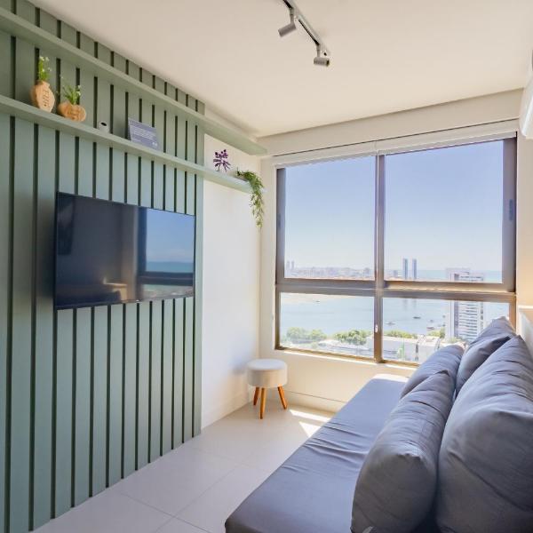 Apartamento com VISTA maravilhosa no bairro do Pina! Cozinha completa, Wi-Fi, Ar Condicionado e máquina de lavar - Condomínio com Estacionamento, Recepção 24h, Piscina e Academia - Foto 3
