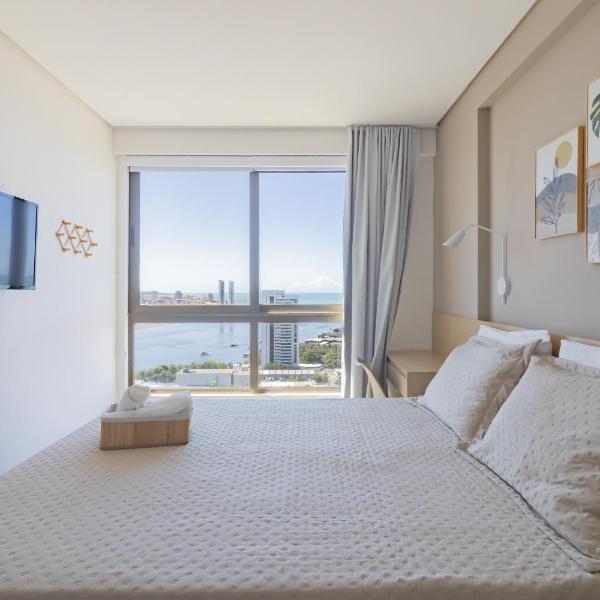 Apartamento com VISTA maravilhosa no bairro do Pina! Cozinha completa, Wi-Fi, Ar Condicionado e máquina de lavar - Condomínio com Estacionamento, Recepção 24h, Piscina e Academia - Foto 4
