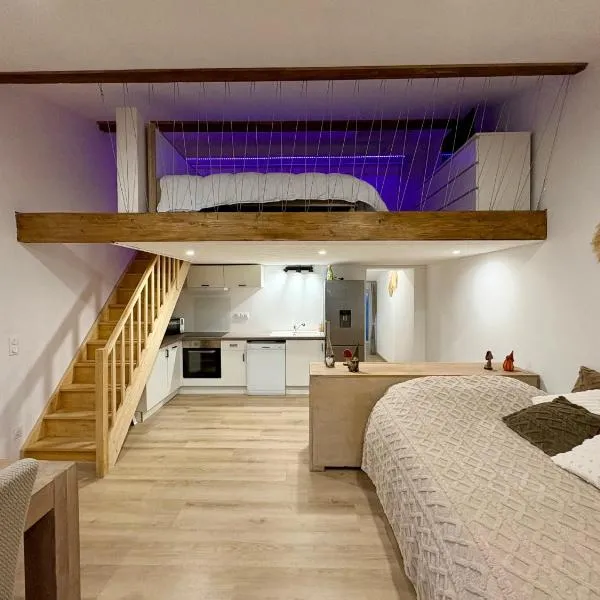 L'ESTANÒT est un charmant T2 de 45 M2 équipé d'une chambre en mezzanine ouverte et d'un vrai lit en 140 dans un large salon, une cuisine équipée, un parking privé, proche du centre thermal et des commerces, hotel in Balaruc-les-Bains