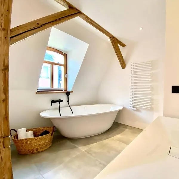 Gemütliches Studio im Zentrum von Hof mit Designer-Wanne & 24h-Check-in, hotel in Hof