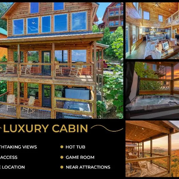 WOW, that View! NEW Luxury Cabin - Hot Tub - Pool Access - Game Room, hotel a Sevierville