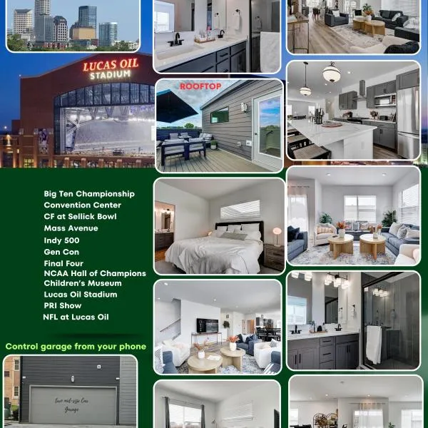 Downtown Indy 1 Miles Modern Stylish 3BR Rooftop home Sleeps 6, hotel in Indianapolis