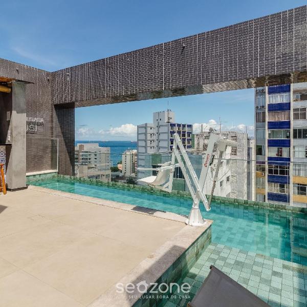 Aptos charmosos a 450m da Praia da Barra com rooftop e vista mar - PRV