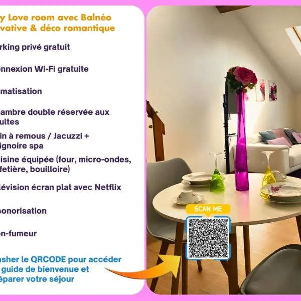 My Love Room avec balnéo privative & déco romantique by BoookingFuté, hotel v destinaci Socourt