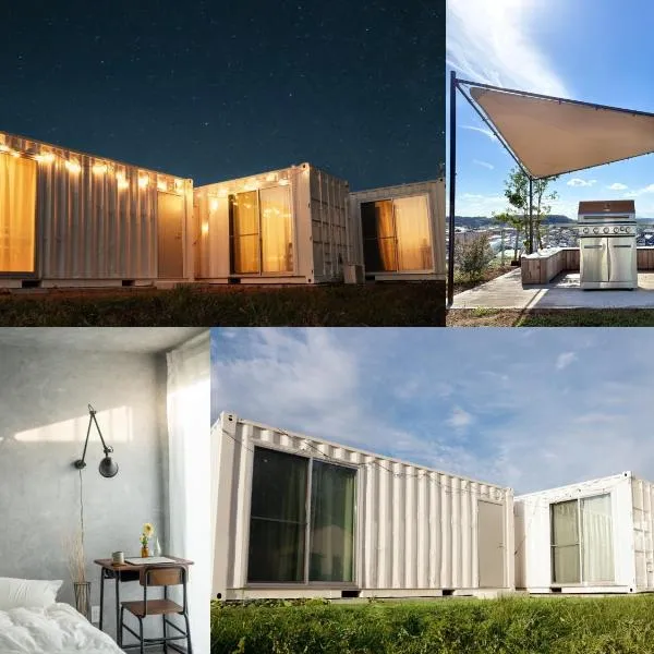 大洗の眺望抜群なコンテナハウス #本格BBQ #大型ガスグリル完備 #貸別荘 #一棟貸切 #カップルでも家族でもグループでも楽しめる宿 #大洗 #OURoom1st, hotel di Oarai