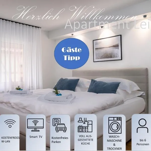 Apartment Leinetal - bester Schlafkomfort in hochwertiger Hotelbettwäsche, 3 Zimmer - große Küche, Duschbad & Parkplatz, готель у місті Нортгайм