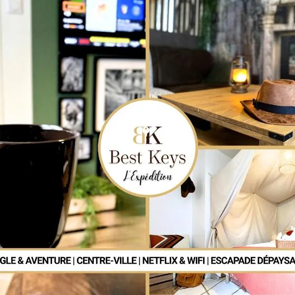 L'Expédition - By BEST KEYS - Expérience Unique - Déco Immersive - Lit Queen Size & Canapé Convertible - Centre Ville - Smart TV - Machine à Café Nespresso - Netflix & WiFi ILLIMITÉ - Check-in Autonome - Parking Gratuit, hotel em Villeneuve-sur-Yonne