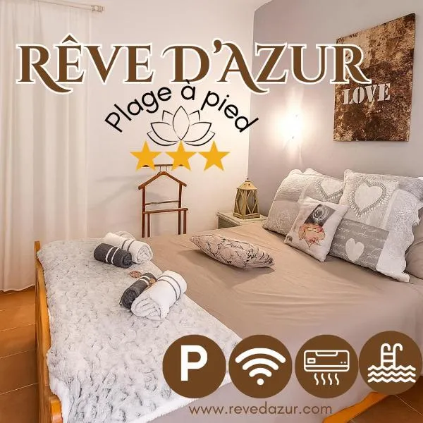 Rêve D'azur plage de la Nartelle, Mazet 35m2, parking, Piscine partagée, Terrasse BBQ & draps inclus, hotel in Sainte-Maxime