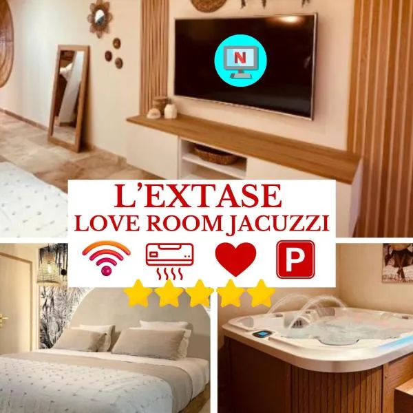 L'EXTASE - LOVE ROOM - Jacuzzi privé & Terrasse - Parking et Wifi Gratuit - Elégance & Confort - Une expérience Détente et Sensuelle à votre portée ! OFFRE SPÉCIALE, hotel in Puget-sur Argens