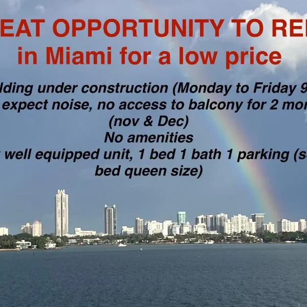 Unique Water Views, free Parking 1bed 1 bath Rooffornomads 416, hotel em Miami Beach