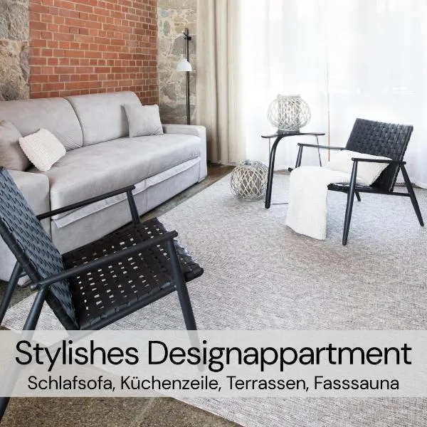 HexenburgbeiDresden Stylishes Designerappartement mit Schlafsofa, Terrasse - Nähe Sächsische Schweiz Dresden, ξενοδοχείο σε Großharthau