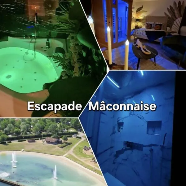 Spa-Sauna-Ciel de pluie tropicale-Champagne Nuit Romantique - Escapade Mâconnaise, hotel in Mâcon