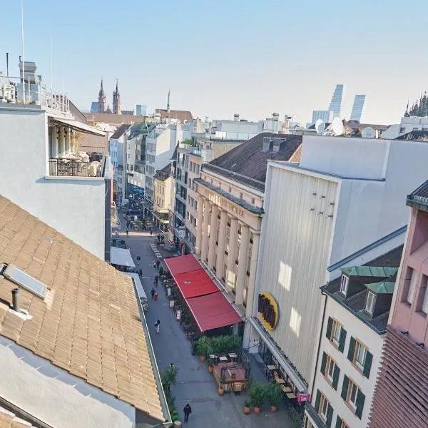 Central rooftop apartment with AC and city view, viešbutis Bazelyje
