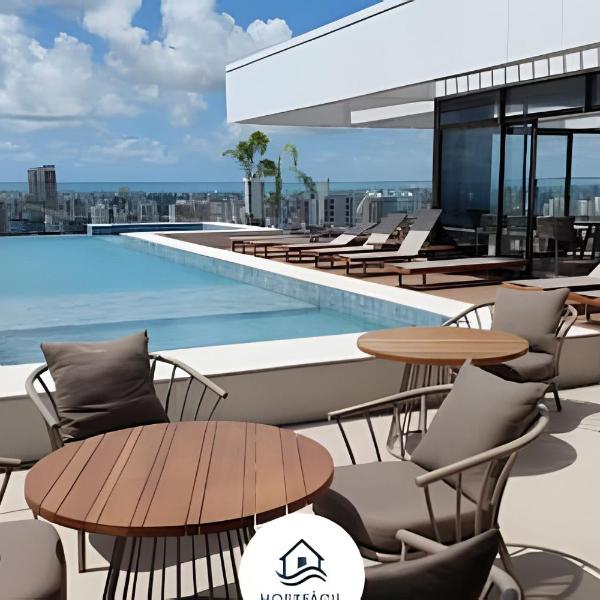 Studio Quartzo no Meireles com Piscina no Rooftop e Academia