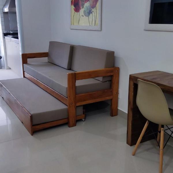 Apartamento na Praia das Toninhas em Ubatuba 350m da praia -2 quartos sendo 1 suite, varanda gourmet com churrasqueira, ar condicionado, cozinha completa, duas garagens - Foto 5