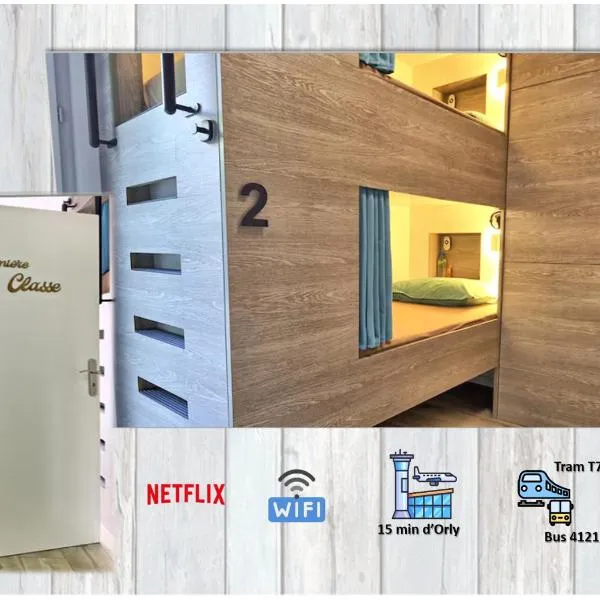 Lit 2 en 1ère Classe-Orly-T7-RER C&D, khách sạn ở Athis-Mons