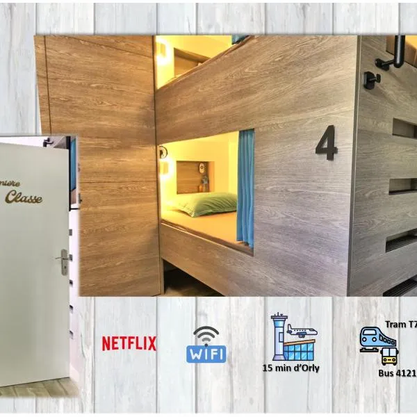 Lit 4 en 1ère Classe-Orly-T7-RER C&D, khách sạn ở Athis-Mons