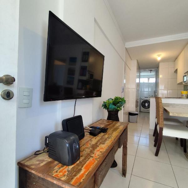 5E- Apartamento 2 Quartos com Ar Condicionado, internet, 1 Garagem, Beira mar - Praia do Tombo - Guarujá - Foto 2