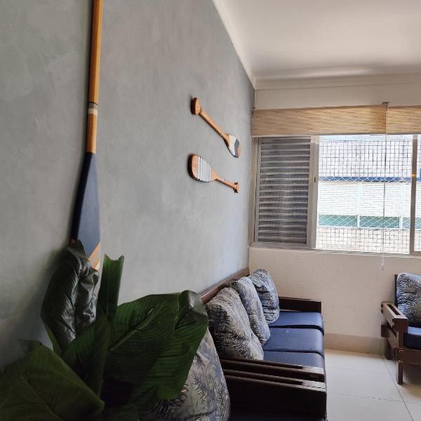 5E- Apartamento 2 Quartos com Ar Condicionado, internet, 1 Garagem, Beira mar - Praia do Tombo - Guarujá - Foto 4