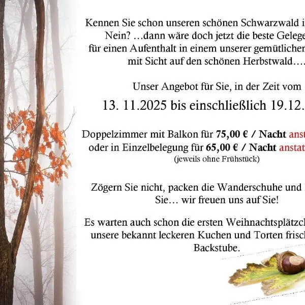 Café Blaich - Hotel Garni, hotel in Höfen an der Enz