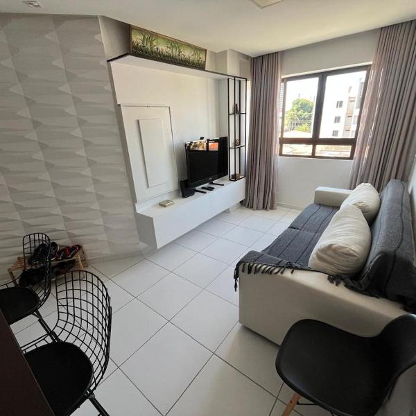 Aparamento mobiliado, 01 quarto, 4 pessoas, 8 min da praia