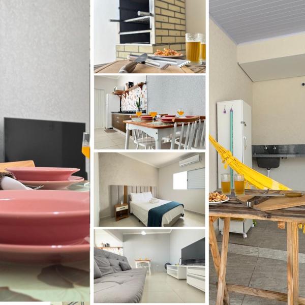 Cantinho Perfeito para Dois Conforto e Mar Bem Pertinho, Casa terrea no centro 80M Praia, Ar, Enxoval,Estacionamento e churrasqueira