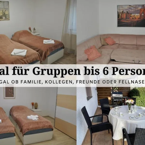 Apartment Karin - Modern ausgestattet und ideal für Gruppen bis 6 Personen und Hund, egal ob Familie, Kollegen oder Freunde, 85qm mit Terasse und eigenem Stellplatz, hotel em Riegelsberg