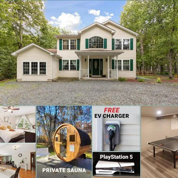 Spacious Home by Kalahari Waterpark, Camelback, Jim Thorpe, FREE EV and PRIVATE SAUNA, hotel din Albrightsville
