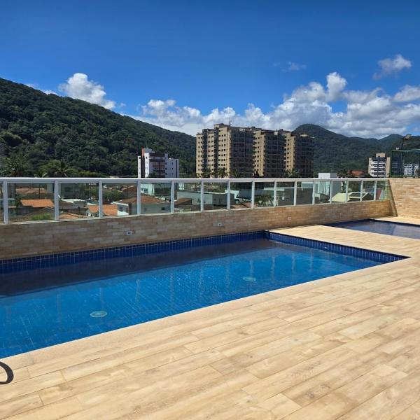 Apto frente mar 2 suítes piscina Centro Mongaguá - Foto 4